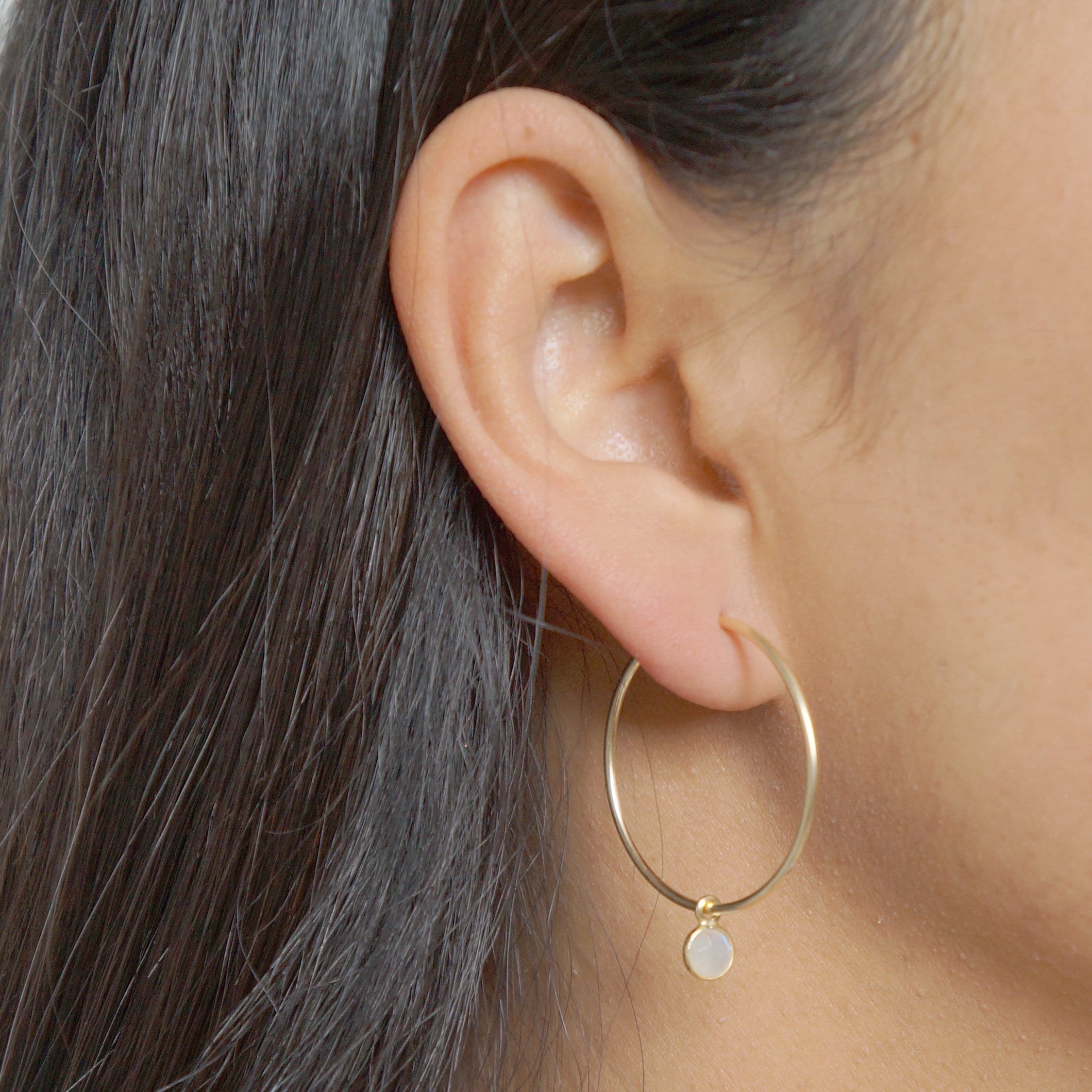 Moonstone Gold Large Hoop Earrings (Valais) // Gifts for her // Handmade earrings // Minimalist jewelry