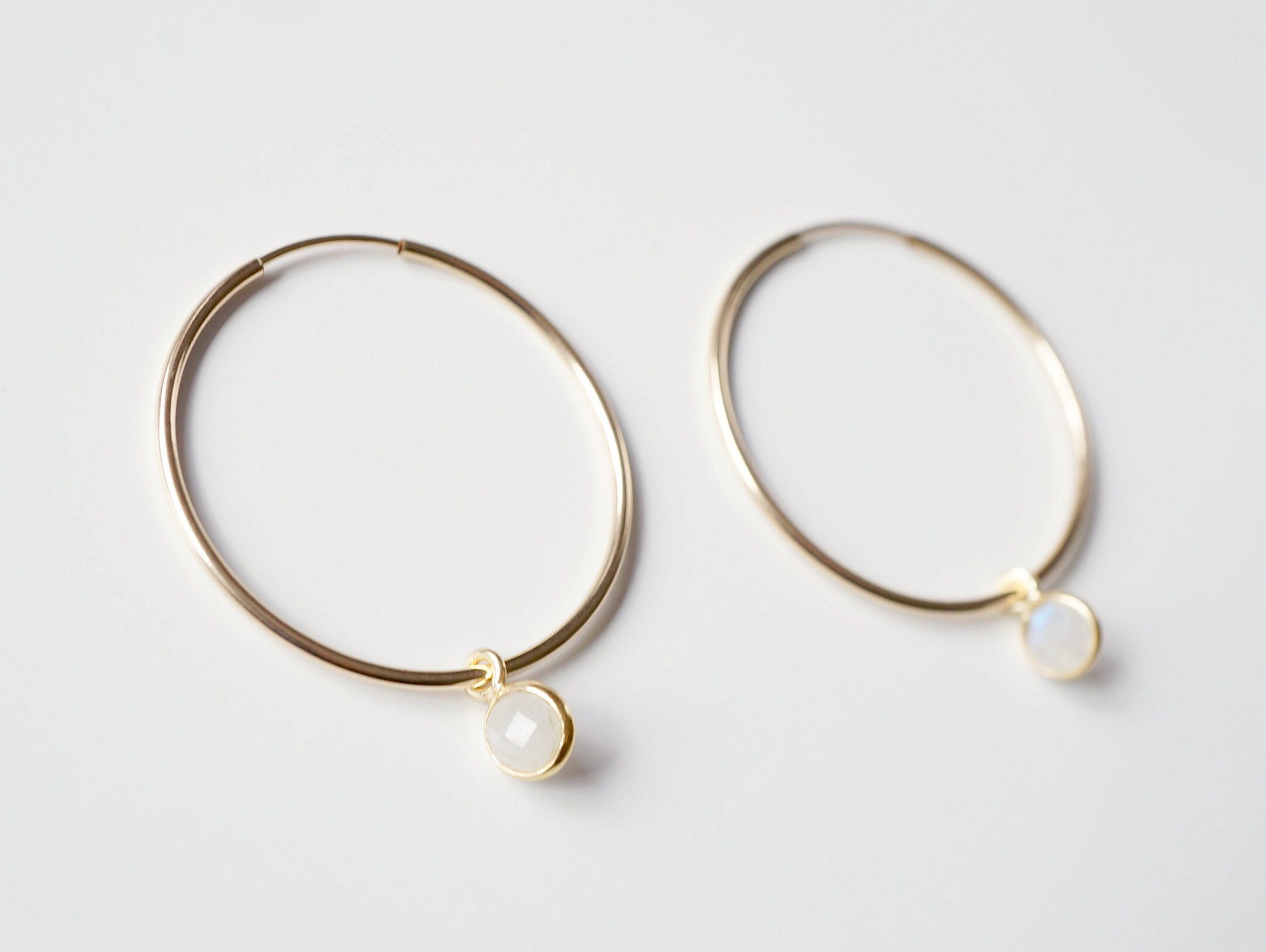 Moonstone Gold Large Hoop Earrings (Valais) // Gifts for her // Handmade earrings // Minimalist jewelry