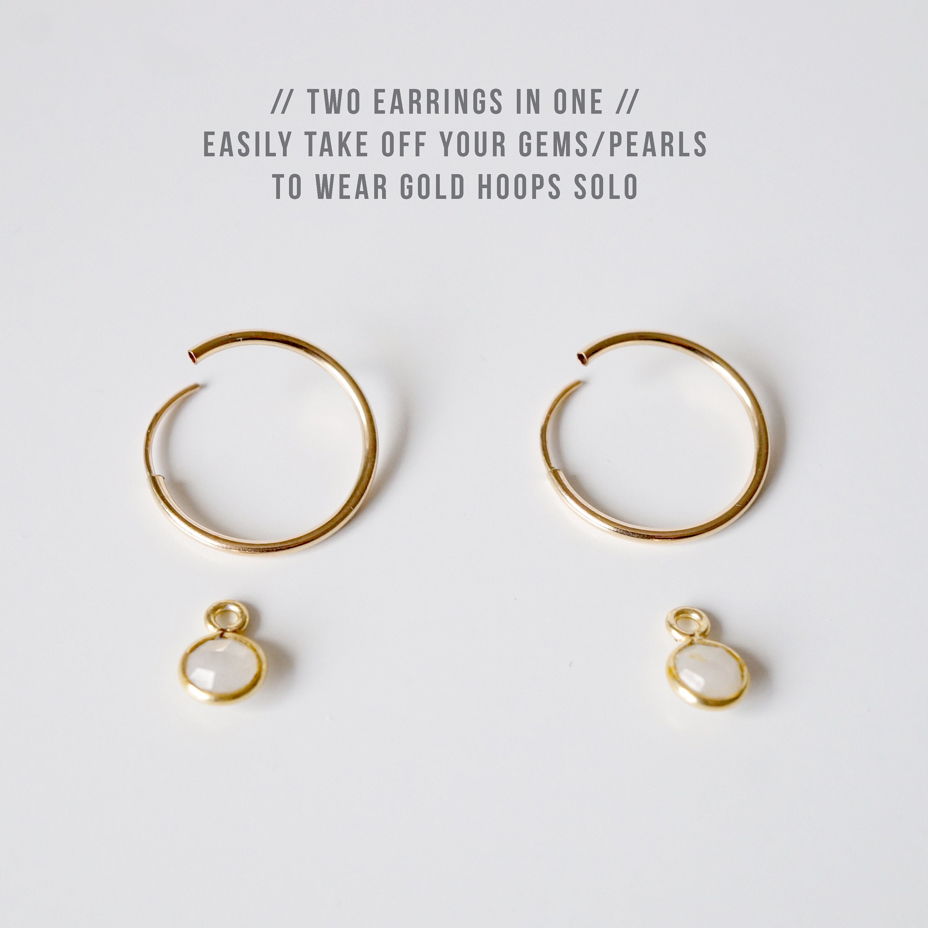 Quartz Gold Hoop Earrings (Valais)