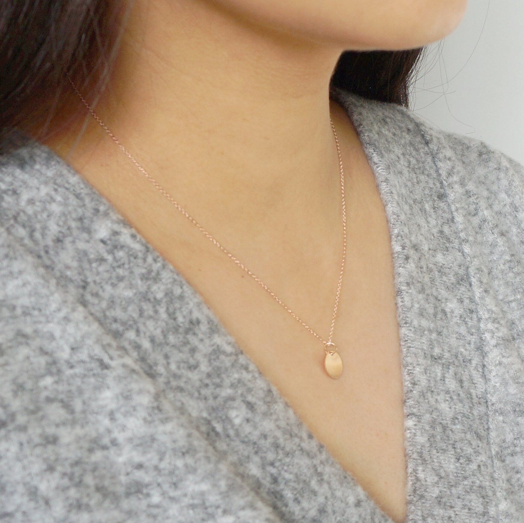 Rose Gold Coin on Rose Gold Necklace (Melanie) // Medium coin // Gift for sister // Present for mom // Dainty necklace