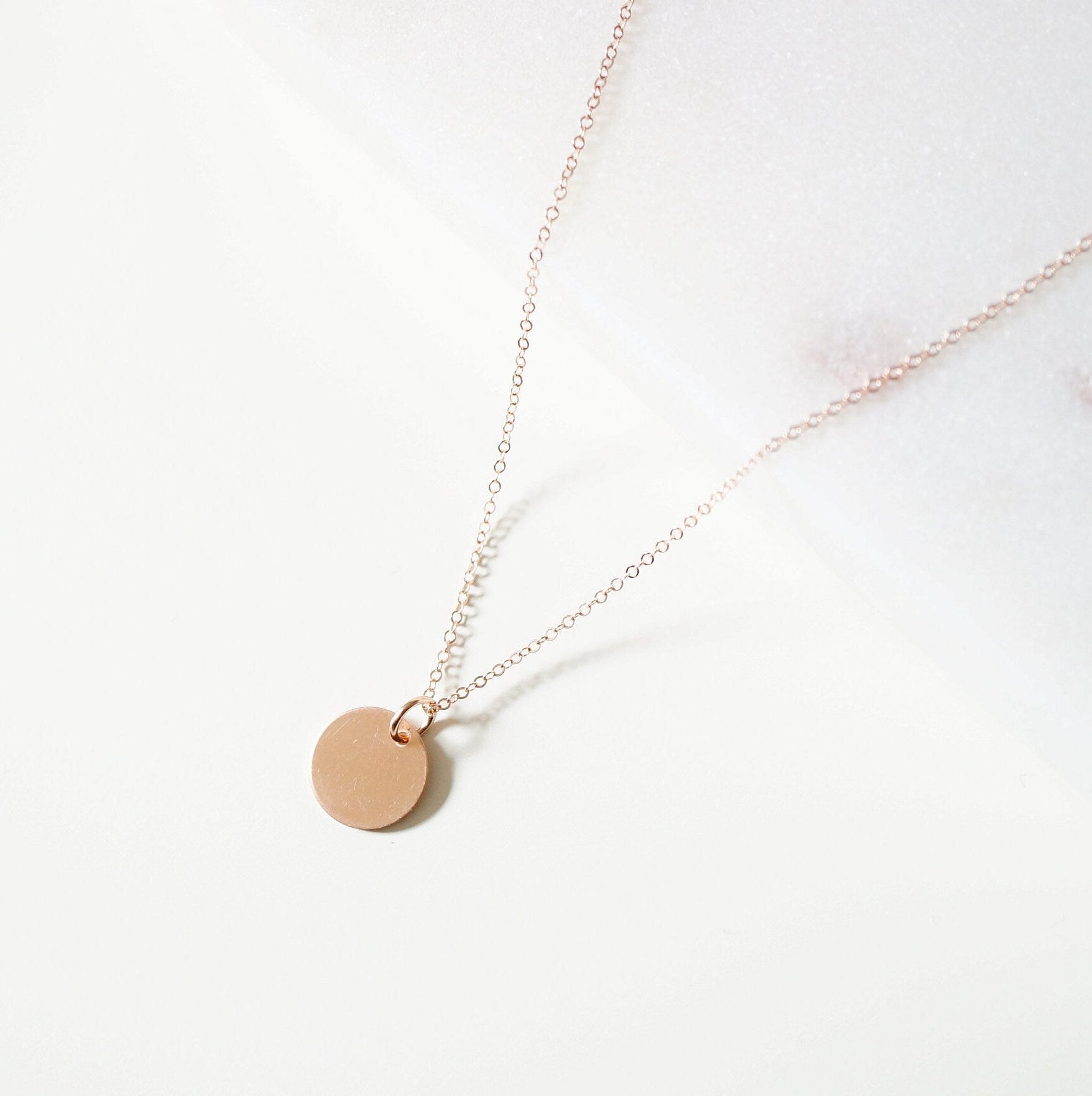 Rose Gold Coin on Rose Gold Necklace (Melanie) // Medium coin // Gift for sister // Present for mom // Dainty necklace