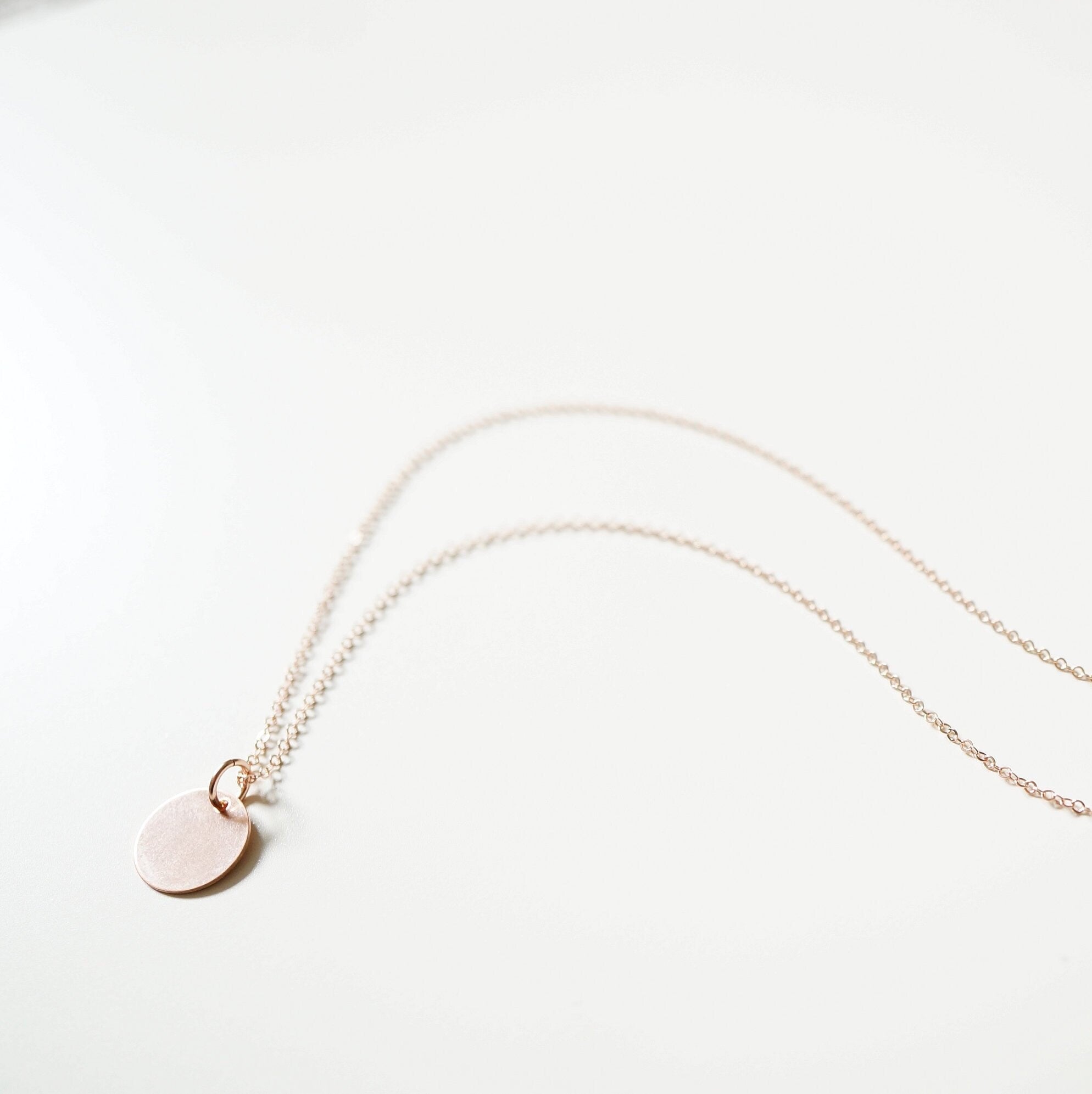 Rose Gold Coin on Rose Gold Necklace (Melanie) // Medium coin // Gift for sister // Present for mom // Dainty necklace