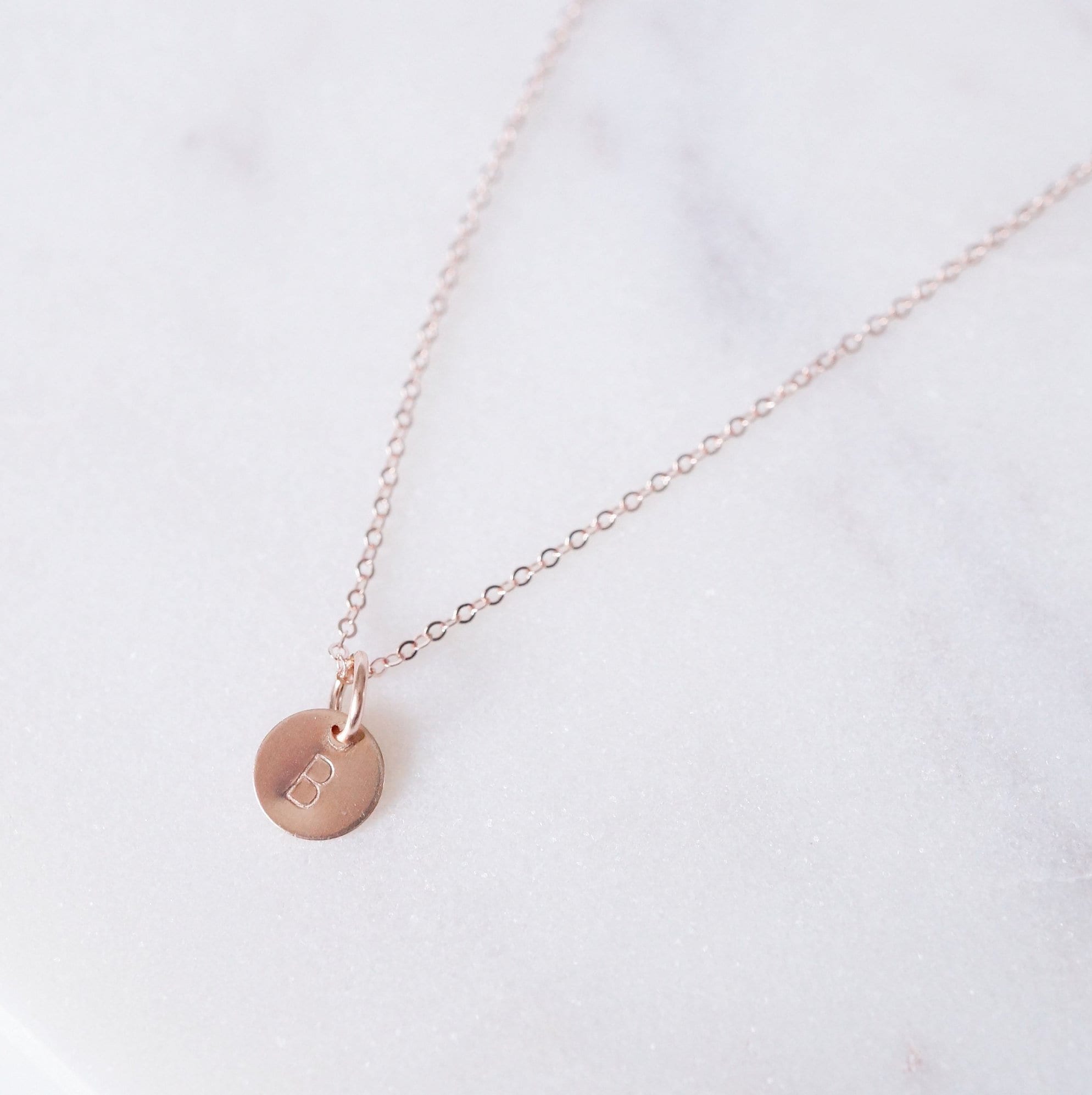 Tiny Rose Gold Heart Coin on Rose Gold Necklace (Carey) // Initial necklace // Personalized necklace // Personalized gift