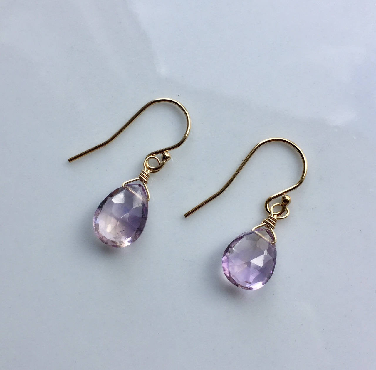 Violet Ametrine Gemstone Earrings with 14K Gold-fill Earwires (Cecile) 