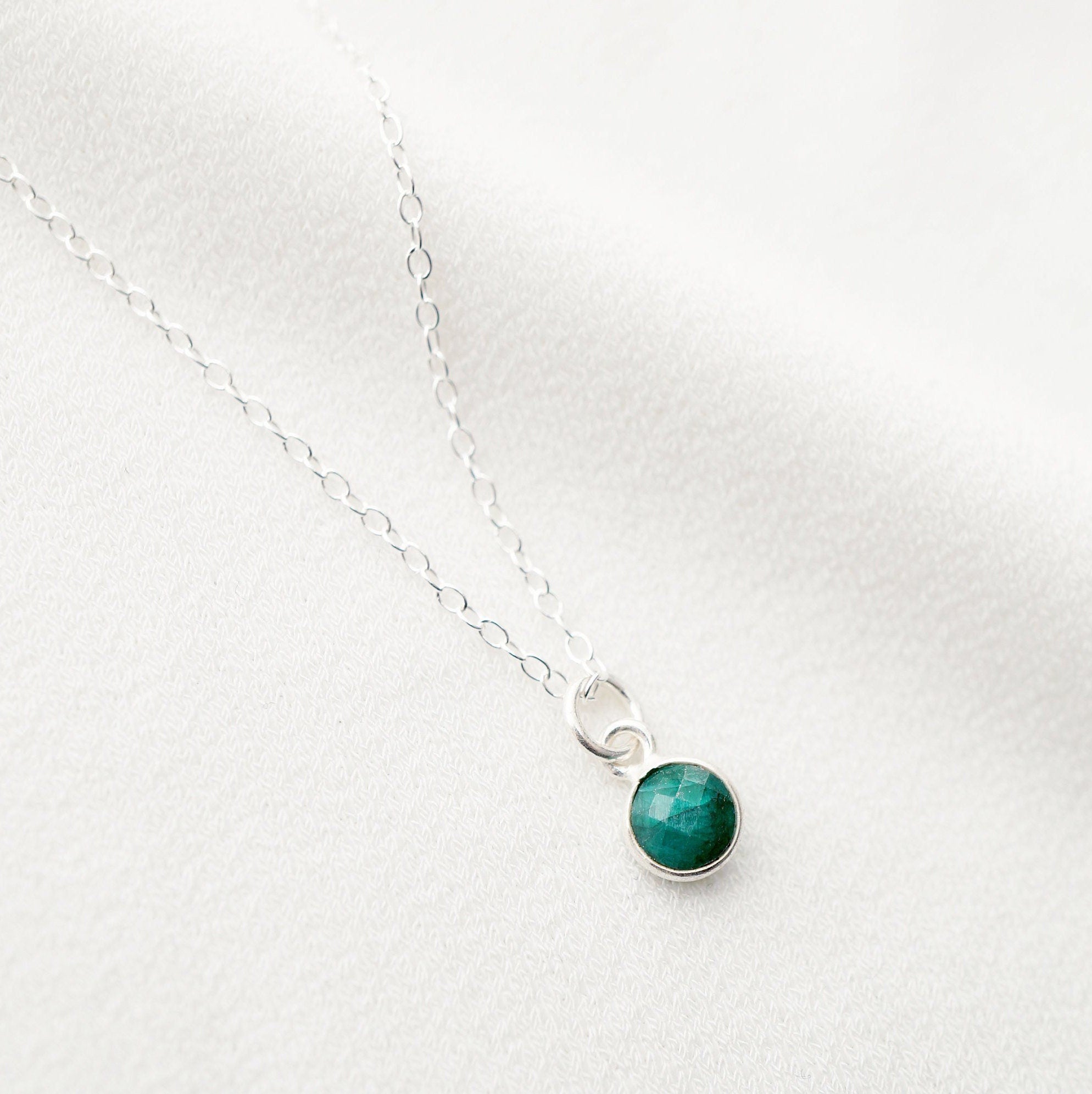 Silver necklace deals with emerald stone