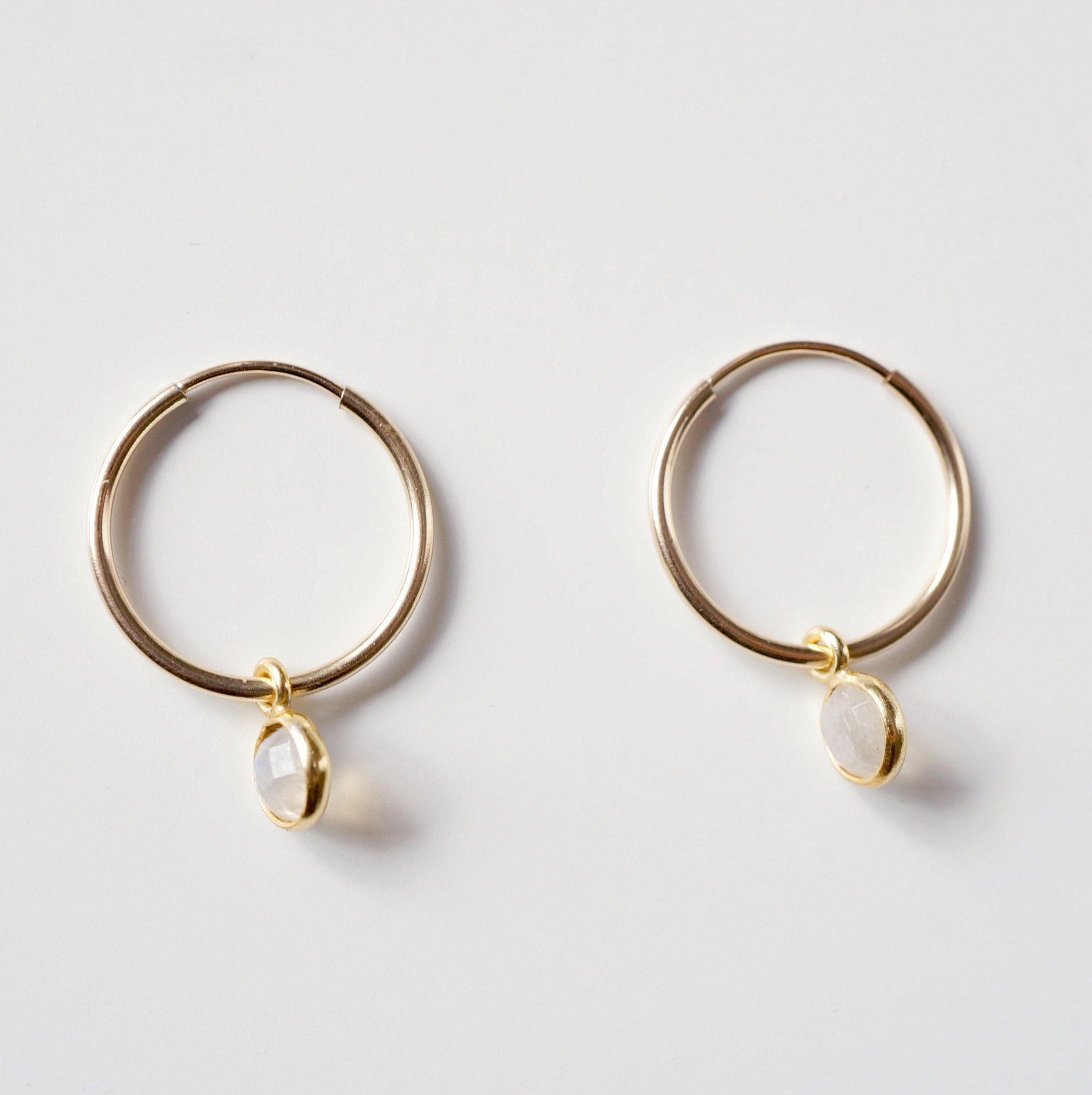 Moonstone Gold Hoop Earrings (Valais) // Gifts for her // Handmade earrings // Minimalist jewelry