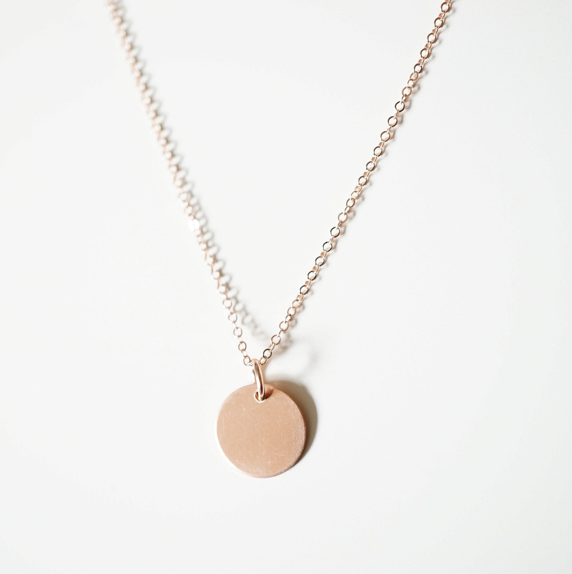 Rose Gold Coin on Rose Gold Necklace (Melanie) // Medium coin // Gift for sister // Present for mom // Dainty necklace