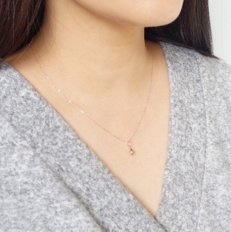 Rose Gold Tear drop Necklace (Rania) // Gift for sister // Present for mom // Dainty necklace