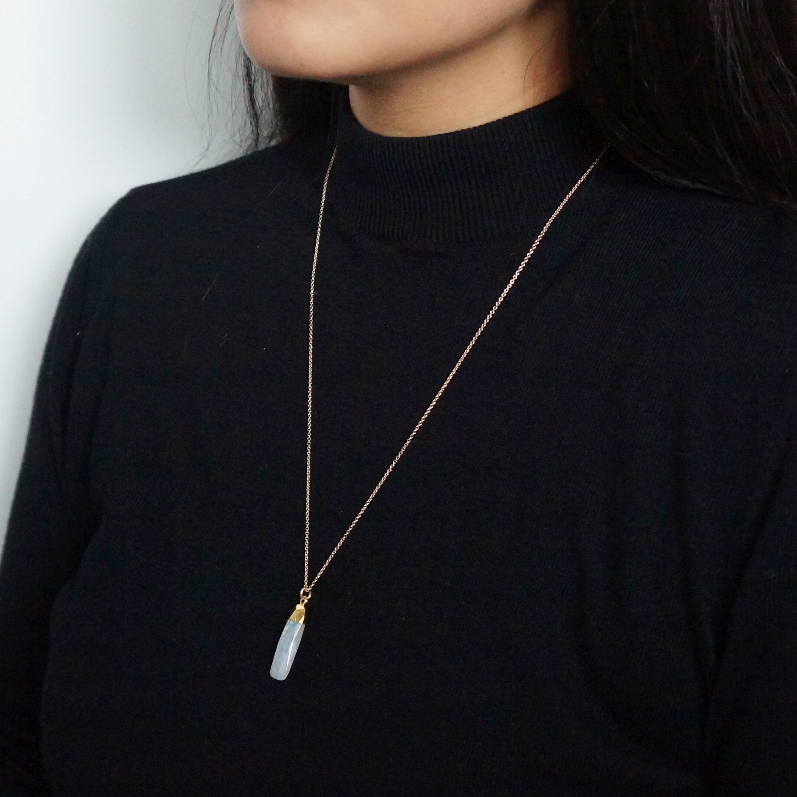 Moonstone Pendant and Gold Necklace (Aspen) // Gift for her // Minimalist jewellery // June birthstone