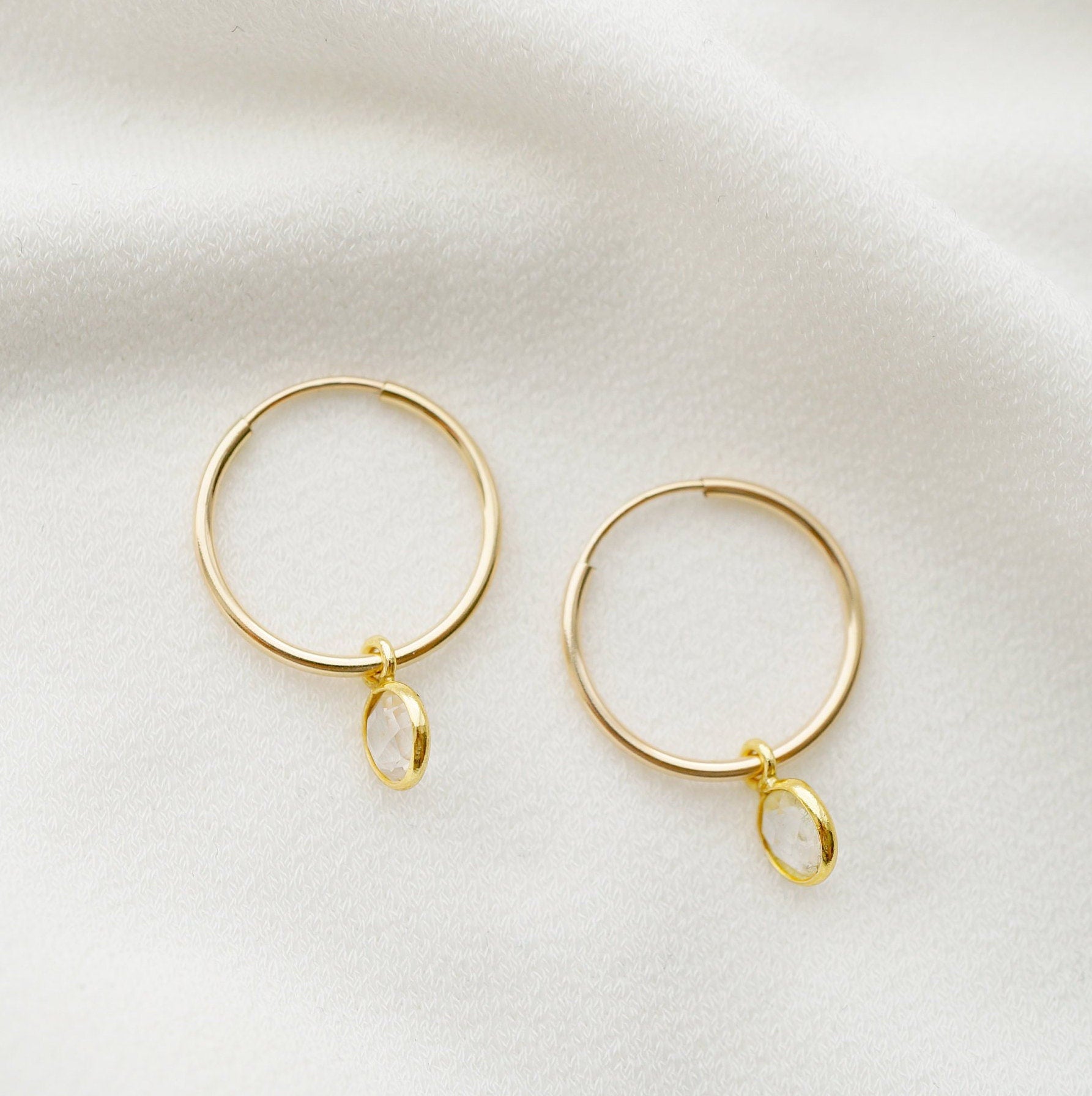 Aqua chalcedony Gold Hoop Earrings (Valais) // Gifts for her // Handmade earrings // Minimalist jewelry