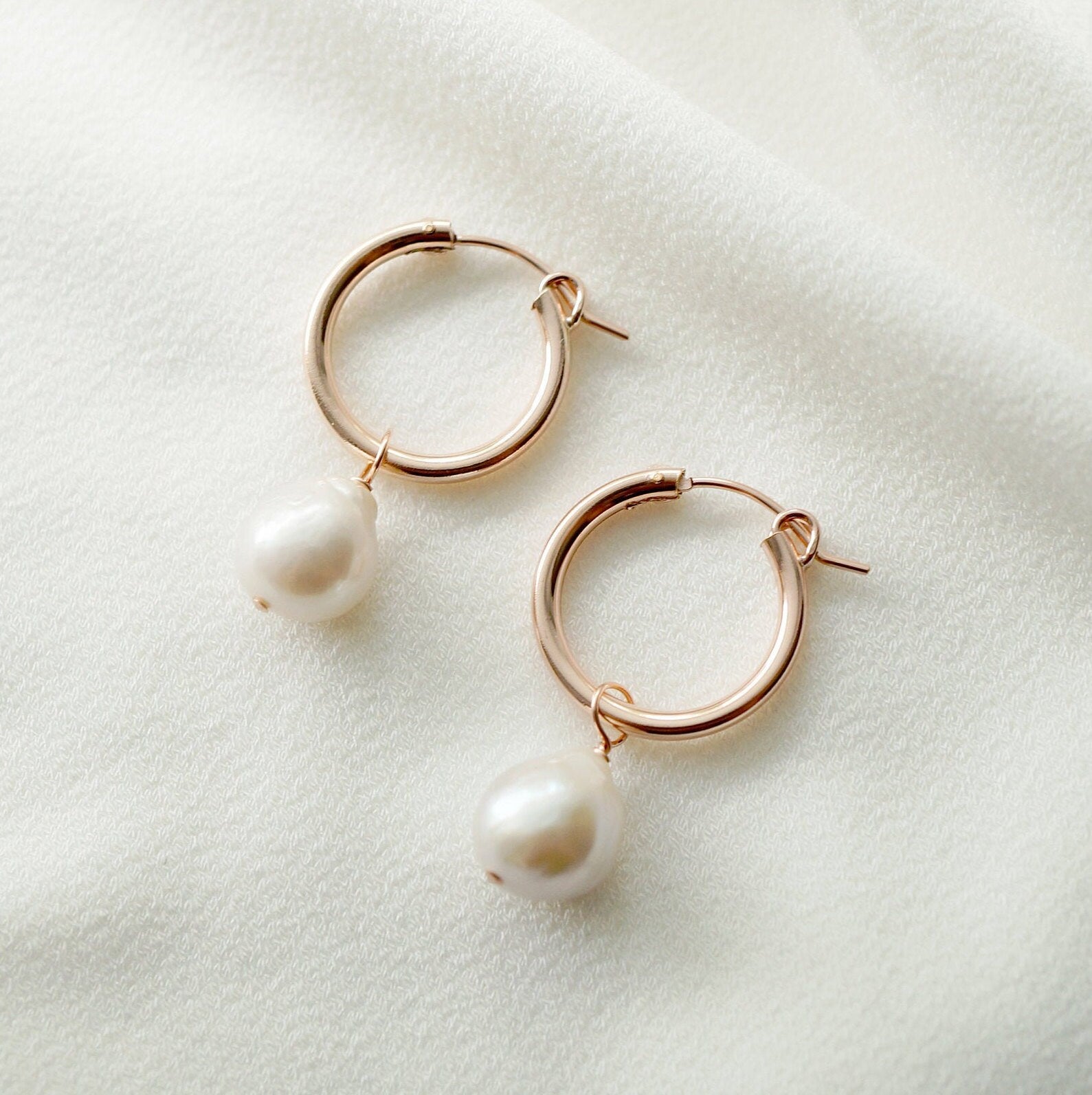 Baroque Pearl Sterling Silver Hoop Earrings (Claudette) // Bridal earrings // Handmade earrings // Wedding jewelry