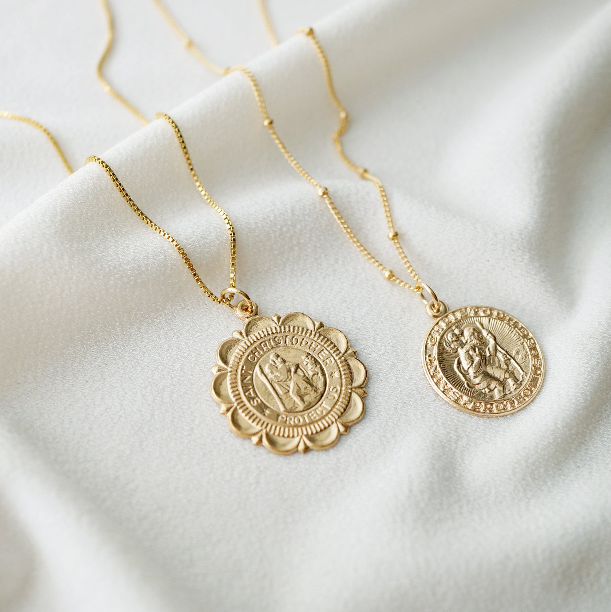 Traveler's Silver Coin Medallion Necklace (St Christopher Luxe) // Sterling Silver // Silver Coin Jewelry // Minimalist jewelry