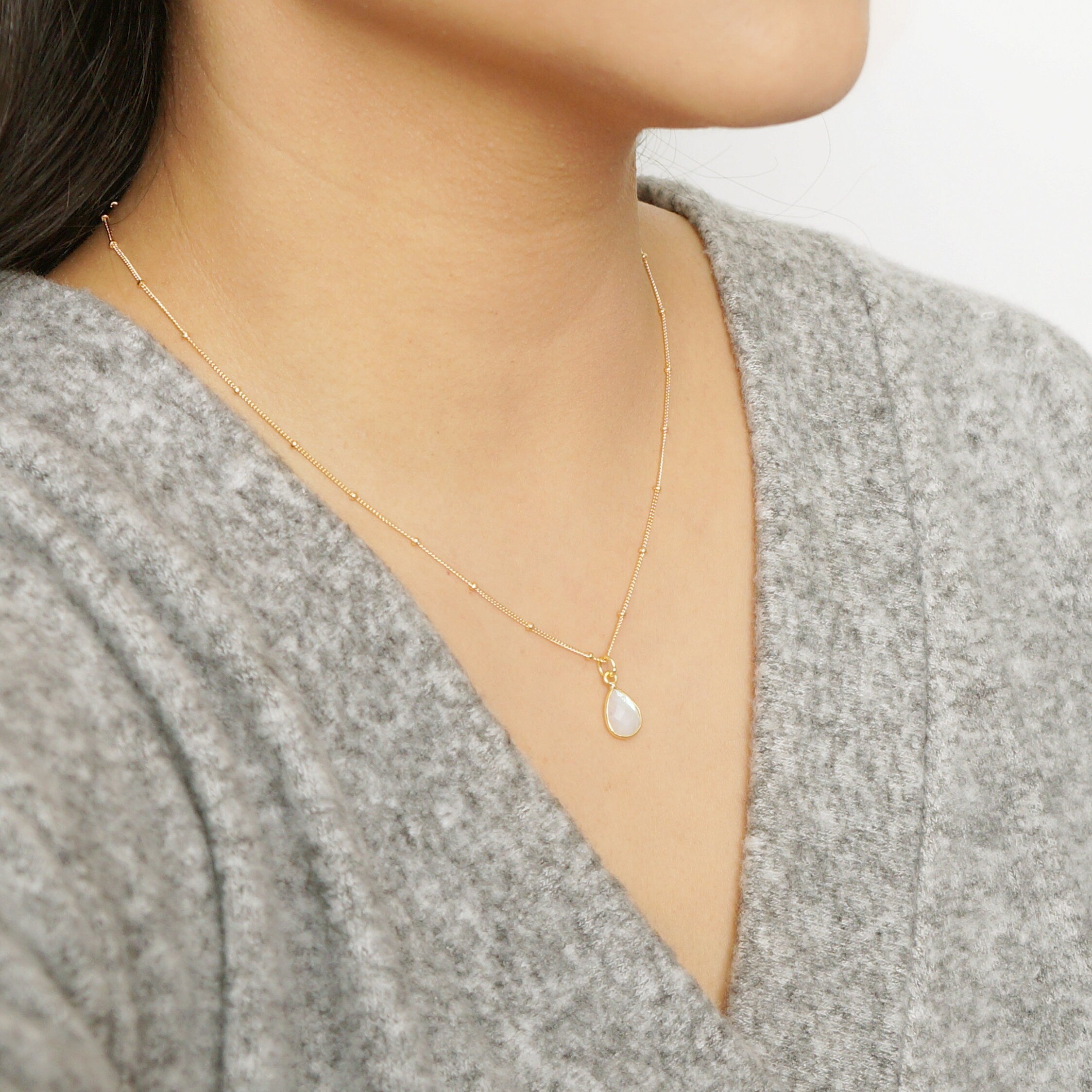 Moonstone Teardrop Gold Necklace (Isla) // Gift for her // Minimalist jewellery //