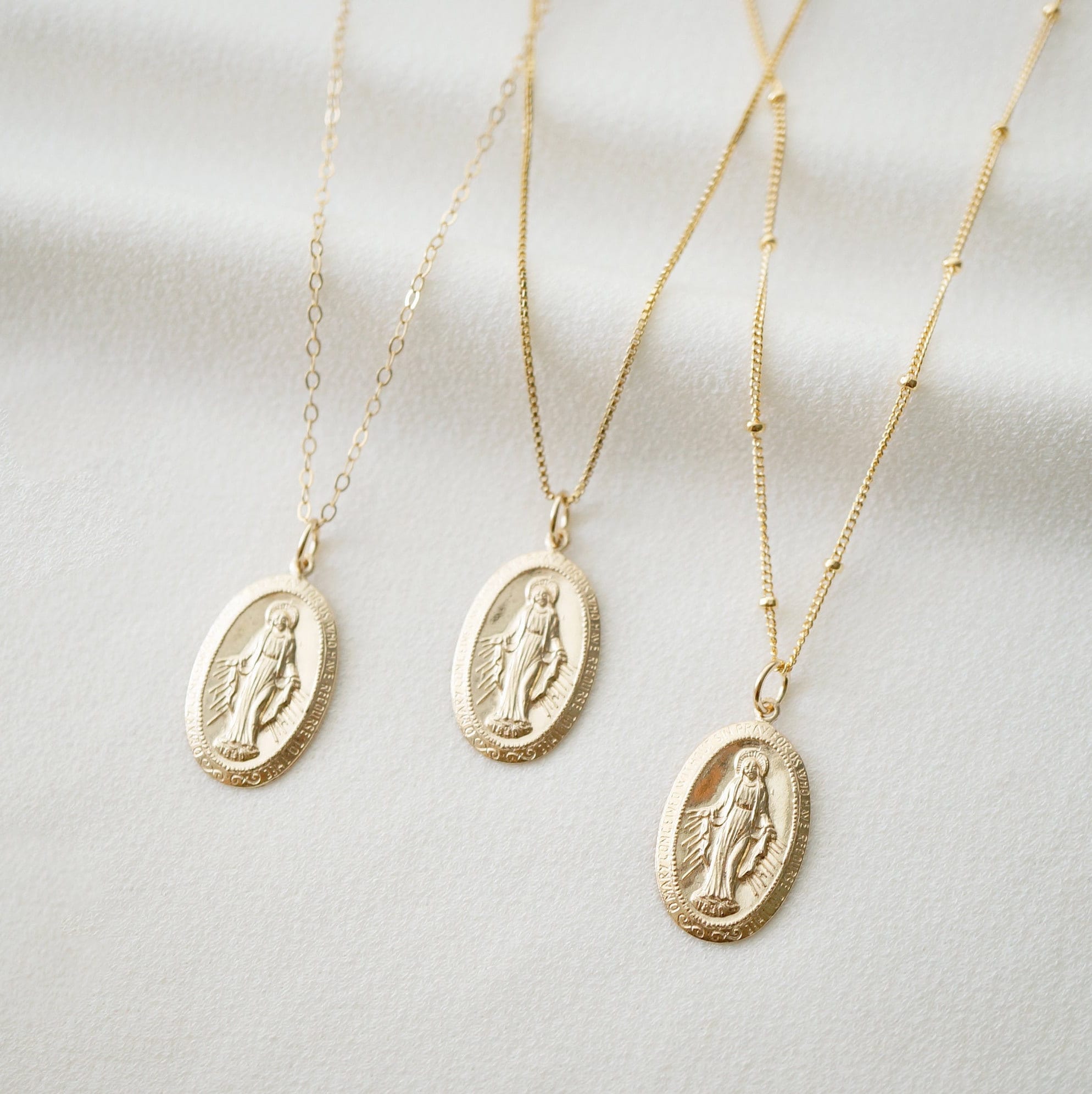 Blessed Mother Virgin Mary Sterling Silver Medallion Necklace