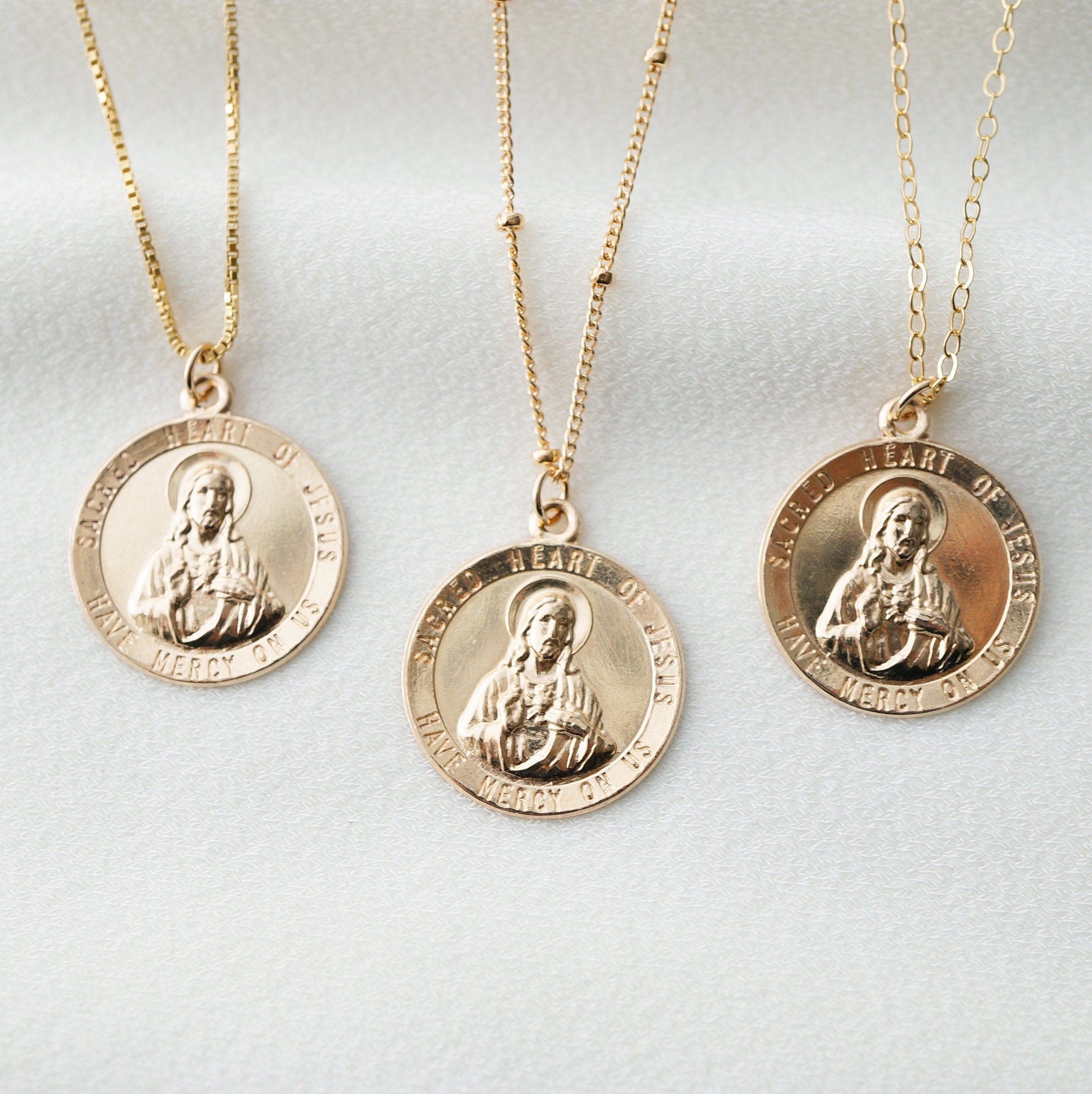 Sacred Heart of Jesus Gold Coin Medallion Necklace (Jesus Regal) // 14K Gold filled // Gold Coin Jewelry // Minimalist jewelry