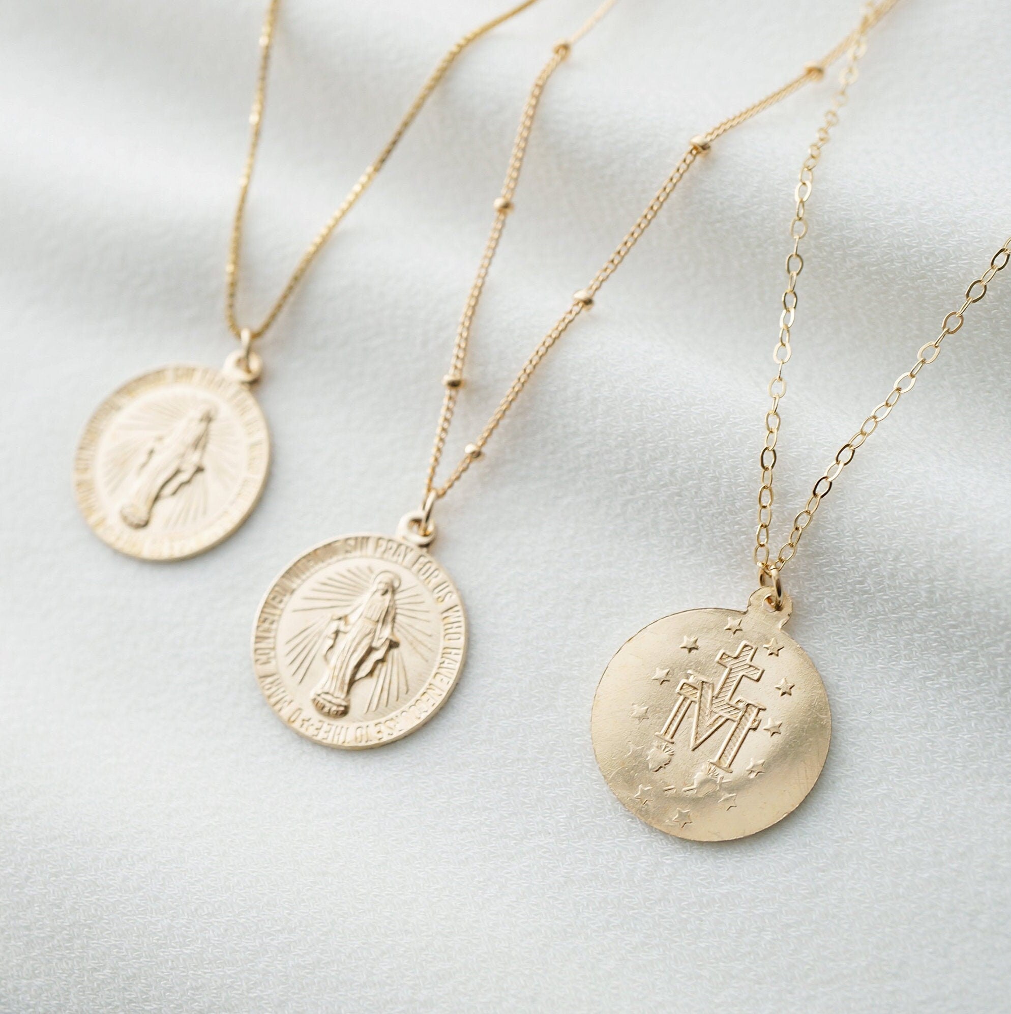 Blessed Mother Virgin Mary Gold Coin Medallion Necklace (Mary Regal) // 14K Gold filled // Gold Coin Jewelry // Minimalist jewelry